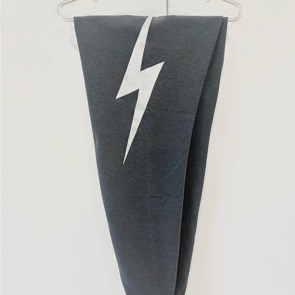 Aviator Nation Charcoal Track Pants with White Lightning Bolt
